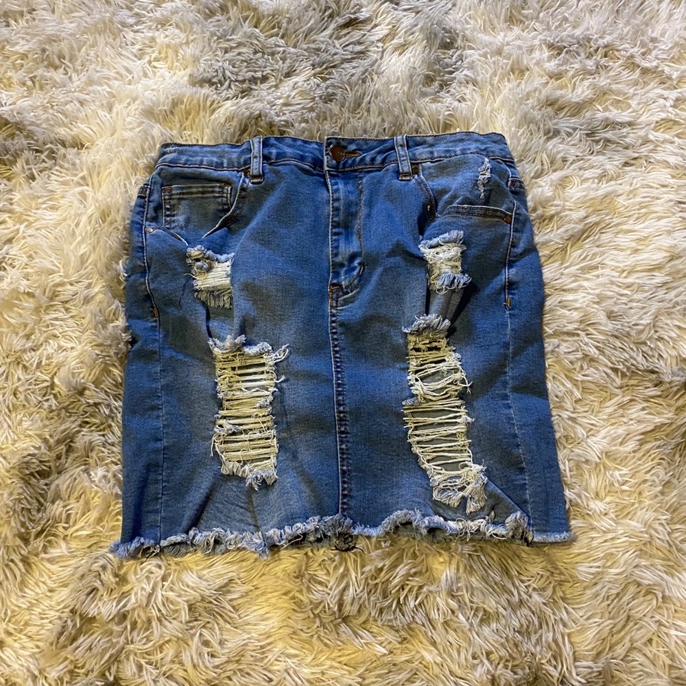 Denim Skirt Distressed